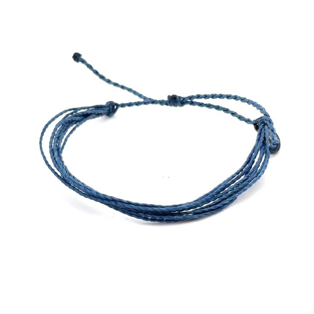 Pura Vida Original String Bracelet Blue Waxed Cord Adjustable Boho Jewelry